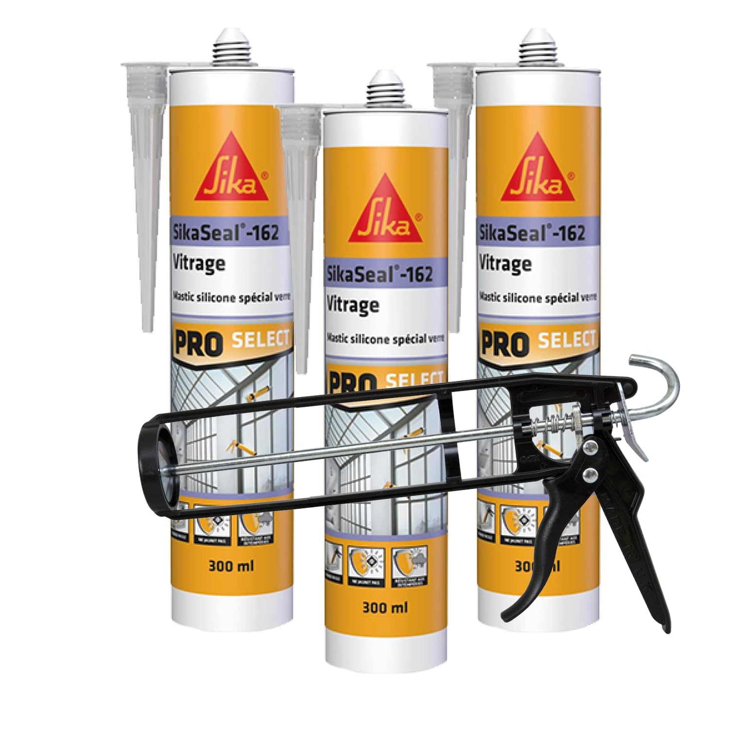 Mastic silicone transparent Sika pour rénover les joints de fenêtres et de verrières