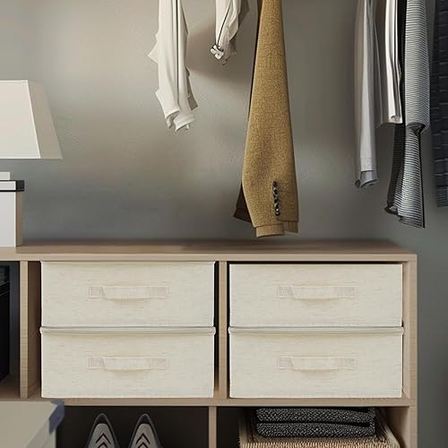 Miniatura 6 de Caja de almacenamiento de tela con tapa con cremallera, paquete de 3 contenedores de ropa a prueba de polvo para armario, dormitorio, guardería, 15