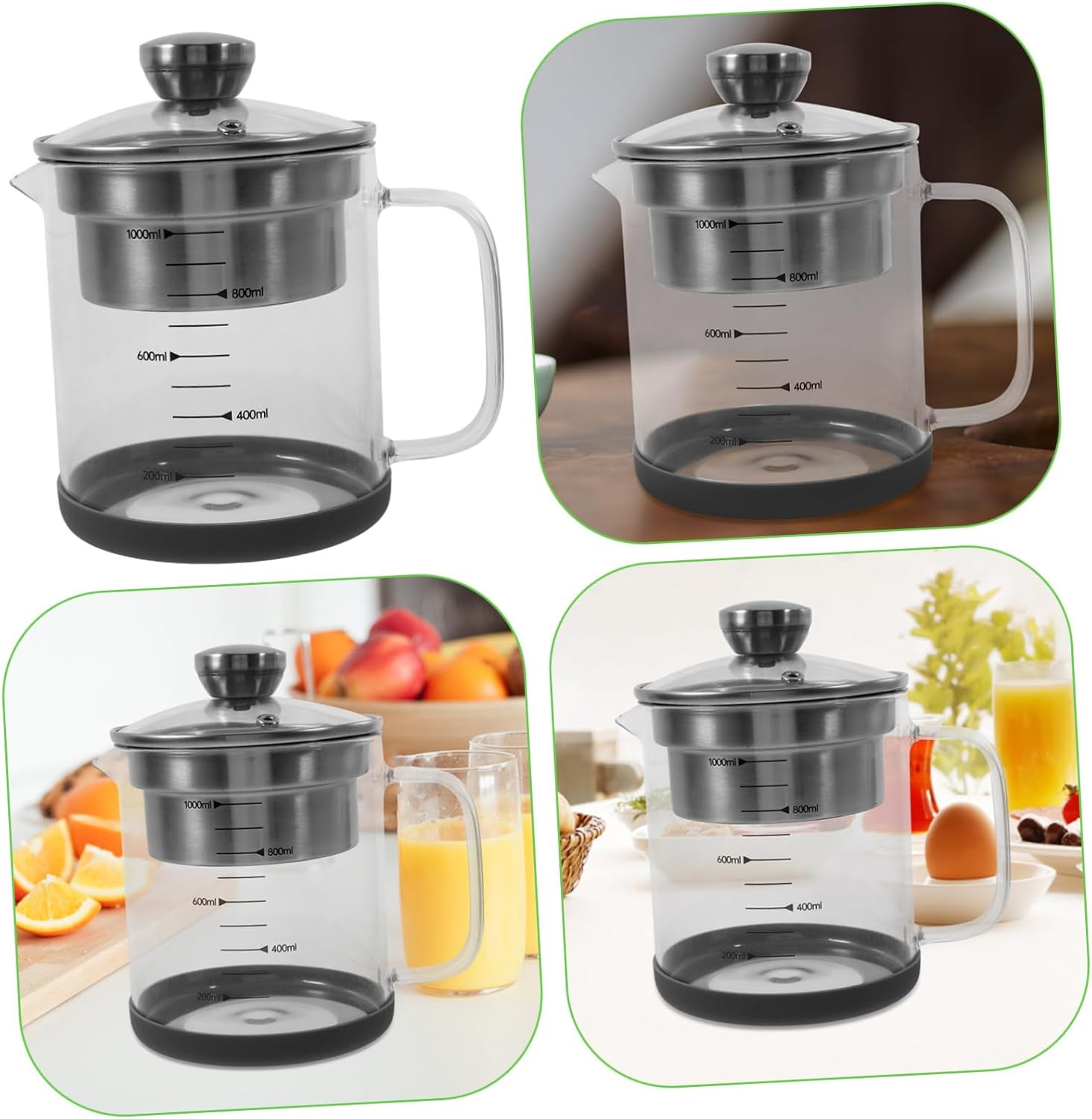 Fine Mesh Strainer Pot Stainless Steel Soybean Milk Container with Scale Easy to Clean Tea Filter for Kitchen Use for Juices Hot Tea and Cooking