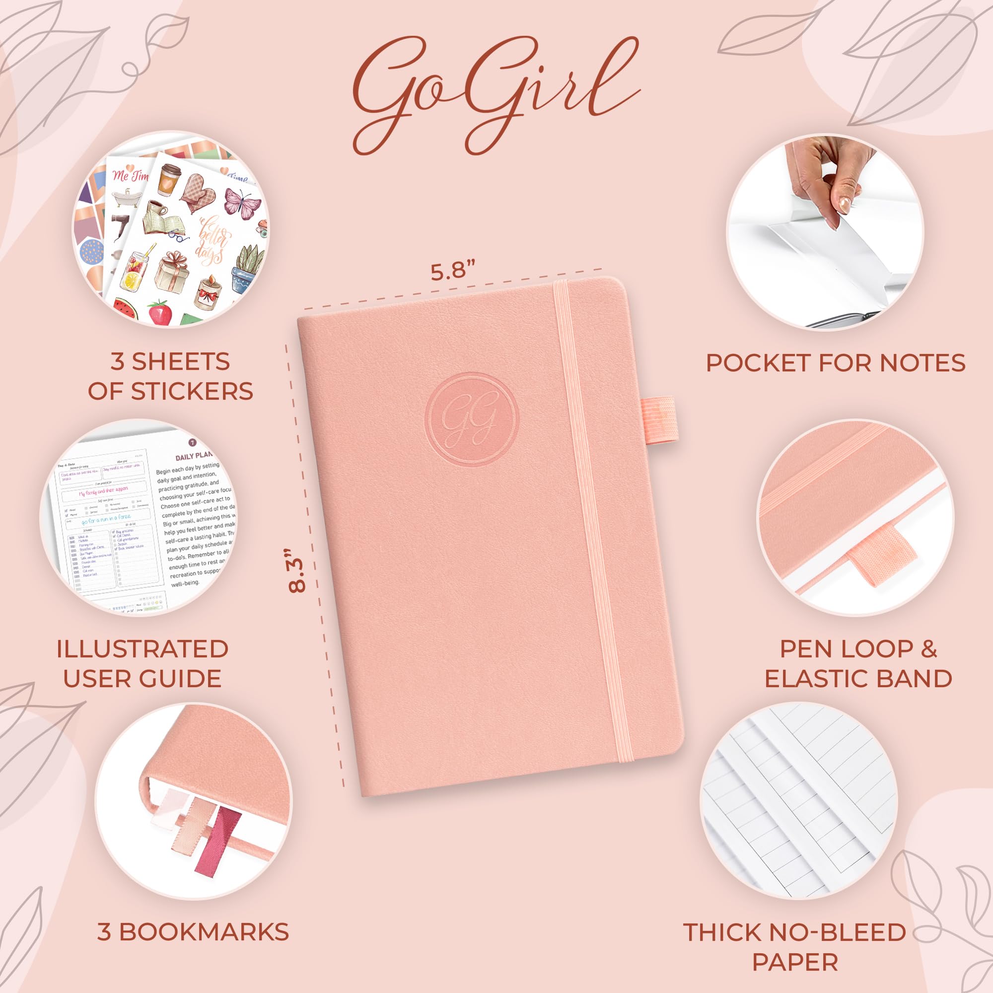 GoGirl Self-care Journal, Daily Mental Health Notebook with Mood & Wellness Trackers, Personal Development - Image 2