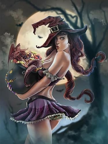 Rompecabezas de 1000 piezas para adultos, rompecabezas de madera de dragón rojo de bruja de Halloween, juego educativo de desafío cerebral,