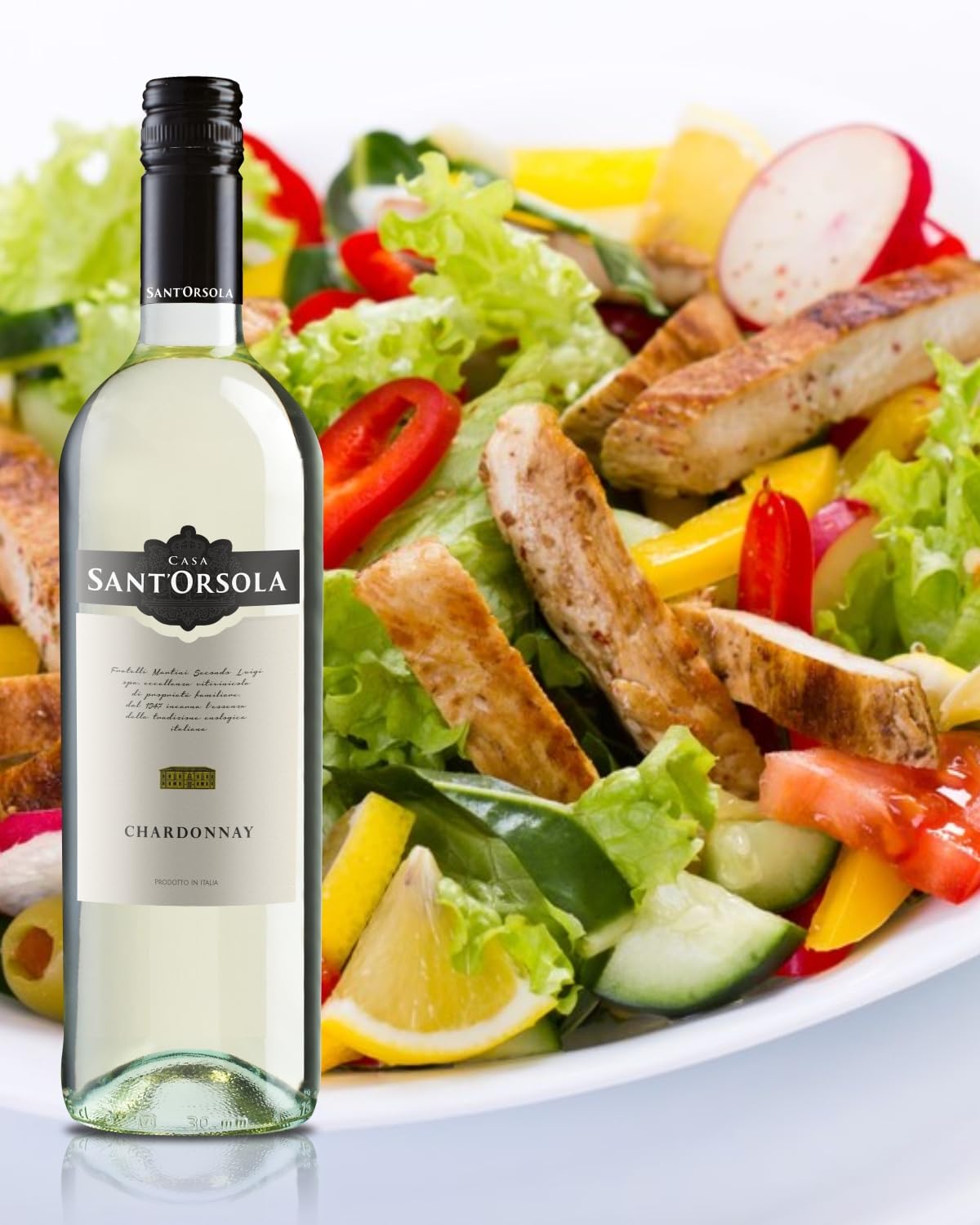 Sant'Orsola - Vino Bianco Secco Chardonnay, da Uva Italiana, Gusto Fruttato e Floreale, 6x750 ml