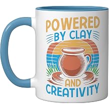 Gifts For Pottery Makers Clay & Creativity Pottery Ceramic Mug, Blue/White, 11oz