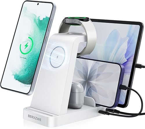 Miniatura 10 de Samsung - Estación de carga, cargador inalámbrico 5 en 1 para Galaxy S25 Ultra/S24 Ultra/S23/S22, soporte de cargador para Samsung Galaxy Negro