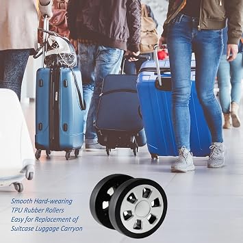 55mm Luggage Replacement Spinners - TPU Rubber Roller with Snap-on Center Cap Lightweight Smooth for Dual Wheels Spinner Suitcase,Travel Trolley,Wheel Bags,Carry on