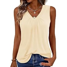 Blingfit Tank Top for Women Summer Sleeveless Tops V Neck Loose Fit Pleated Shirts Dressy Casual Basic Tees 2026