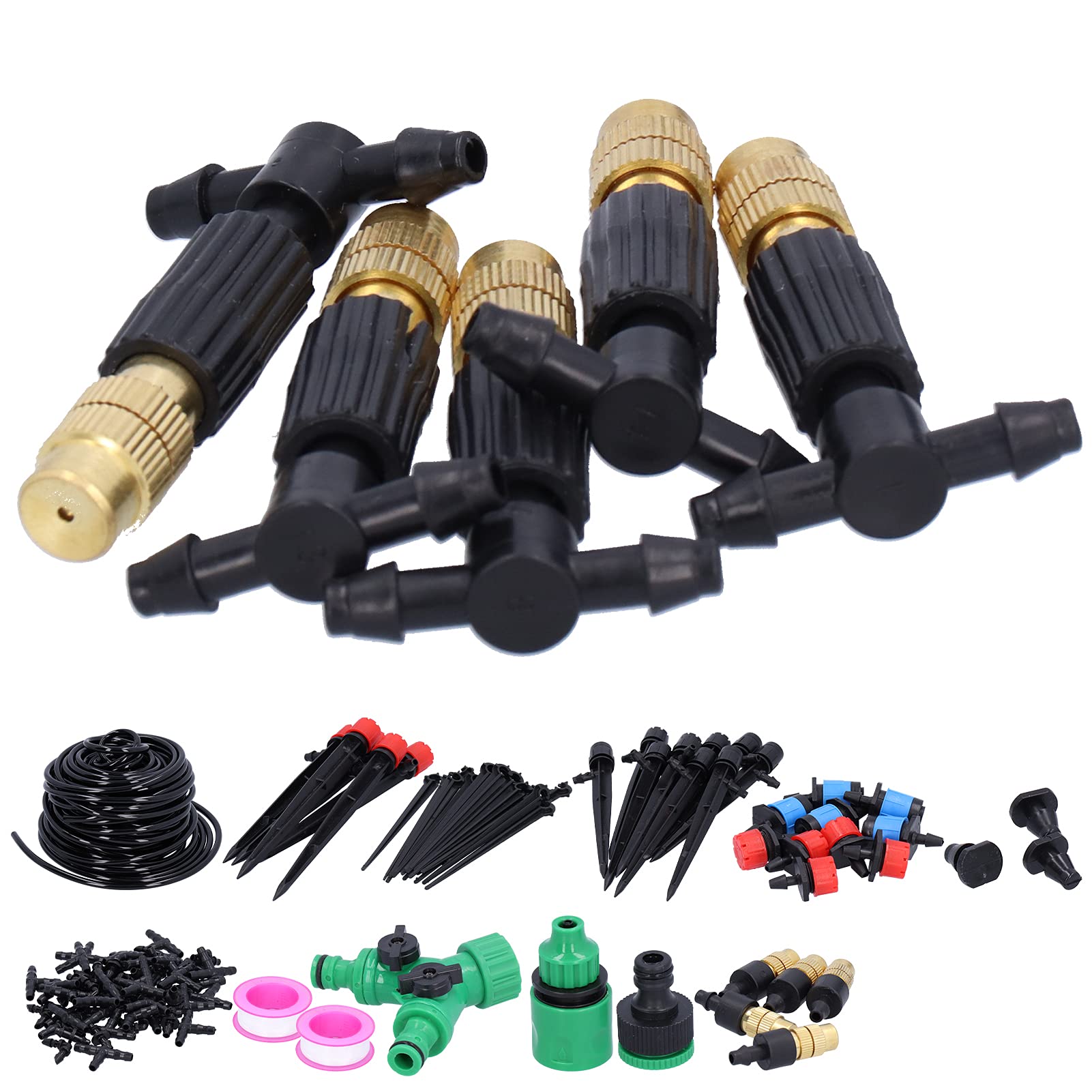 di irrigazione da giardino da 25 metri, kit di attrezzature per irrigazione a microgoccia, ugelli e gocciolatori regolabili per orto, prato, terrazza, con risparmio idrico del
