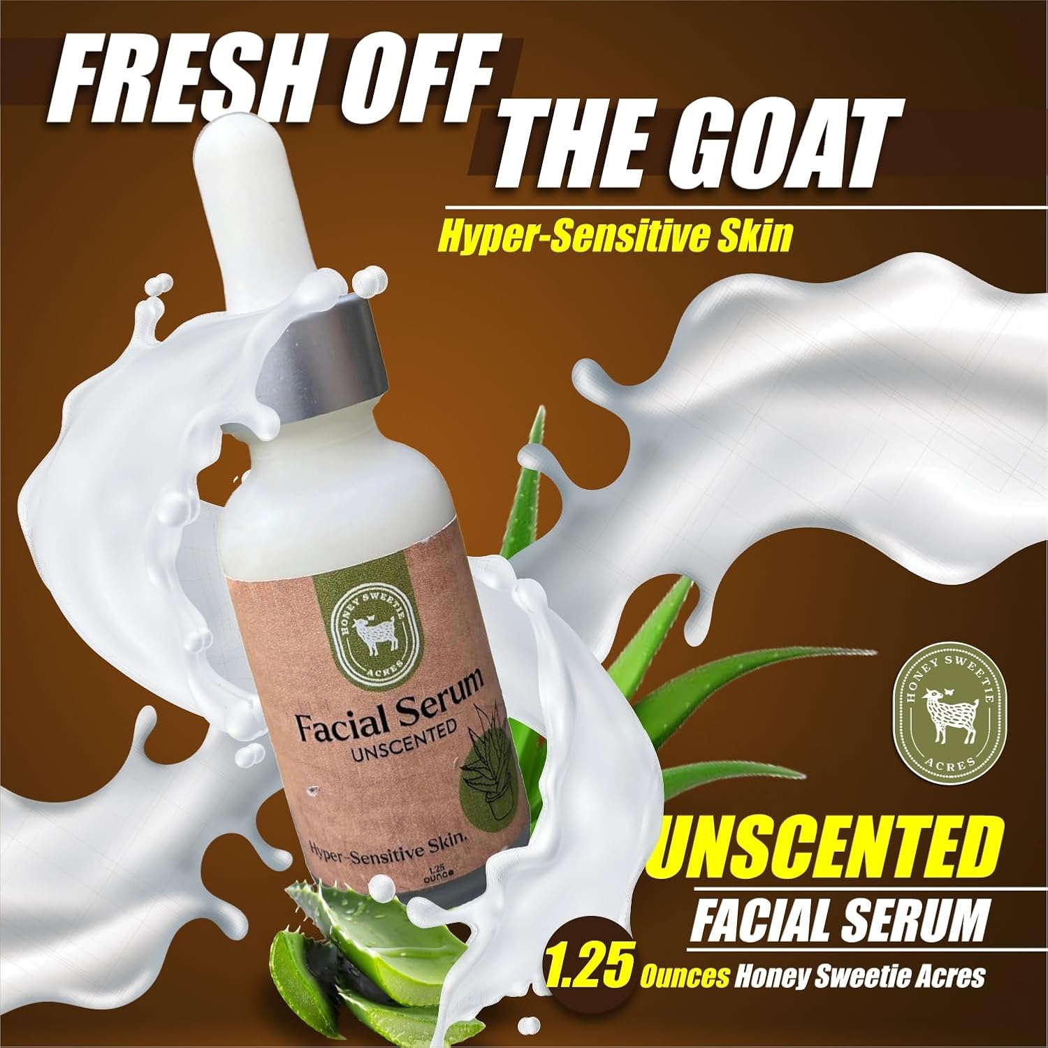 Honey Sweetie Acres Vitamin B Facial Serum with Aloe, Niacinamide, Raw Goat Milk, and Hyaluronic Acid – 1.25 oz