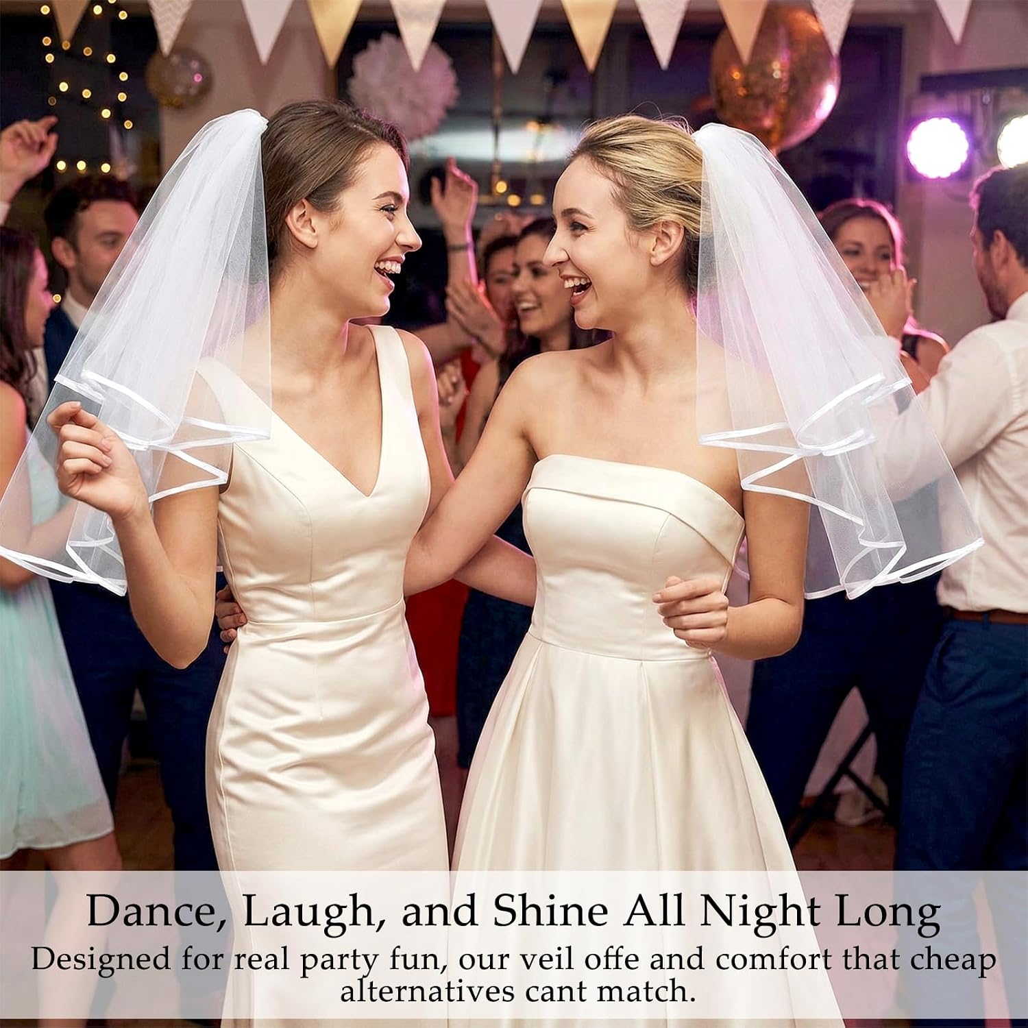 White Short Bridal Veil 2 Tier Wedding Veils with Comb for Weddings, Bachelor Parties, Bridal Showers, First Communion