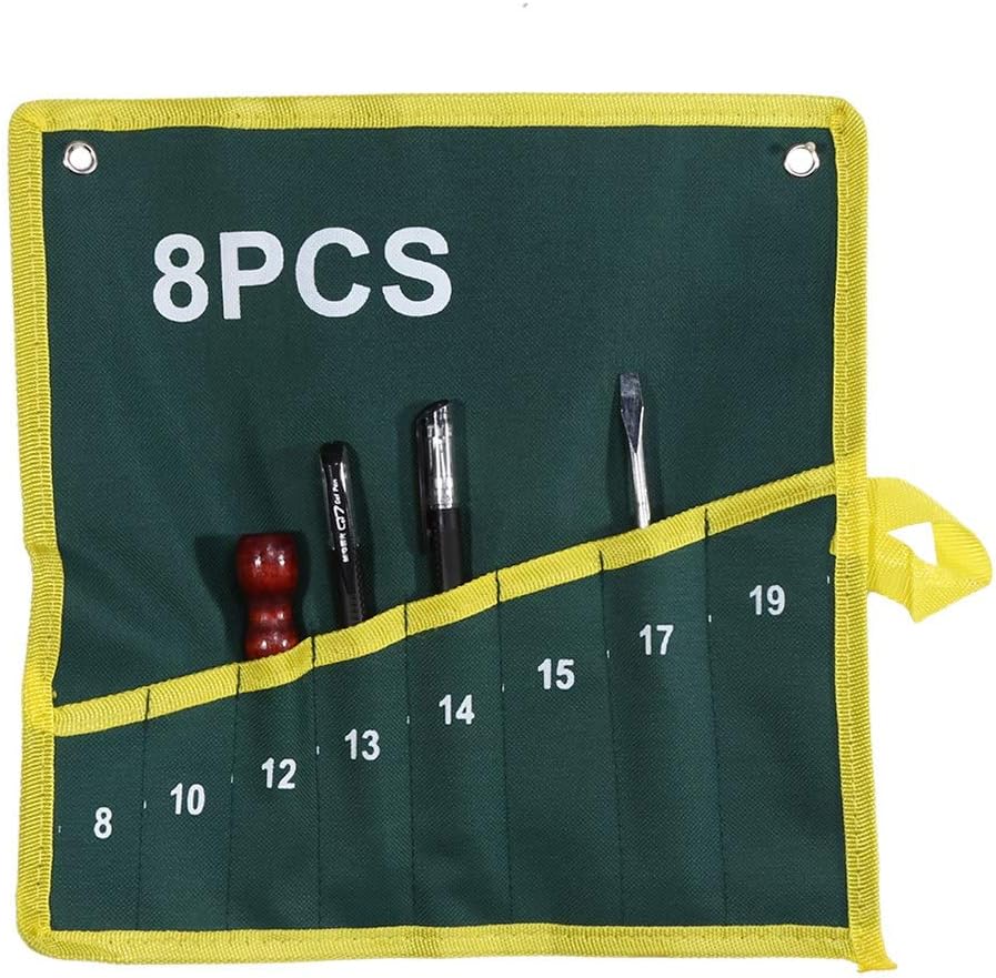 1Pcs Tool Pouches Wrench Storage Organizers Bag with Green 6/8/10/12/14/25 Pockets(8 Pockets)