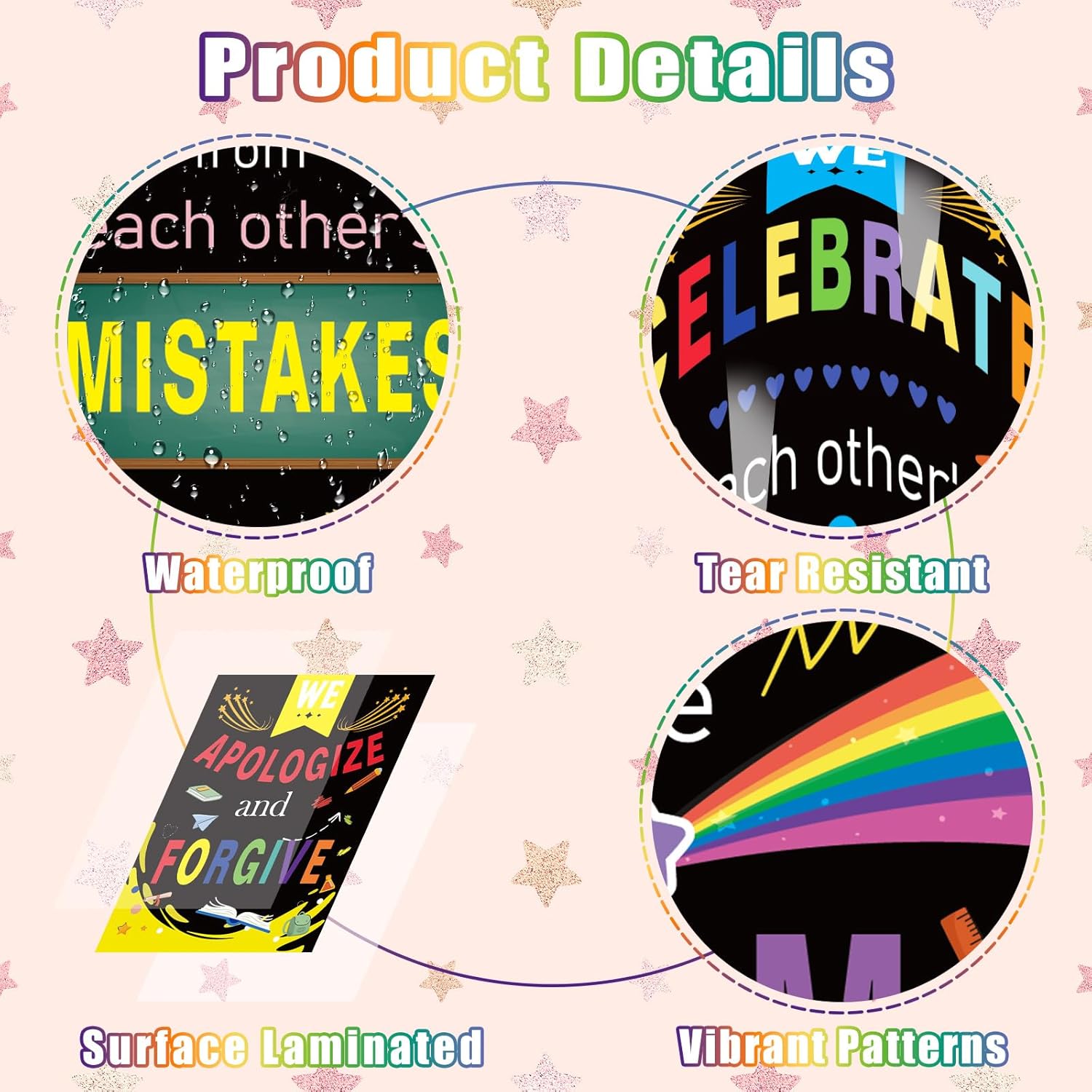 Classroom Banner Decoration Positive Colorful Poster Bulletin Board Sets Inspirational Sign for Teacher Kindergarten Primary Elementary School Motivation Wall Decor Back to School Welcome Supplies