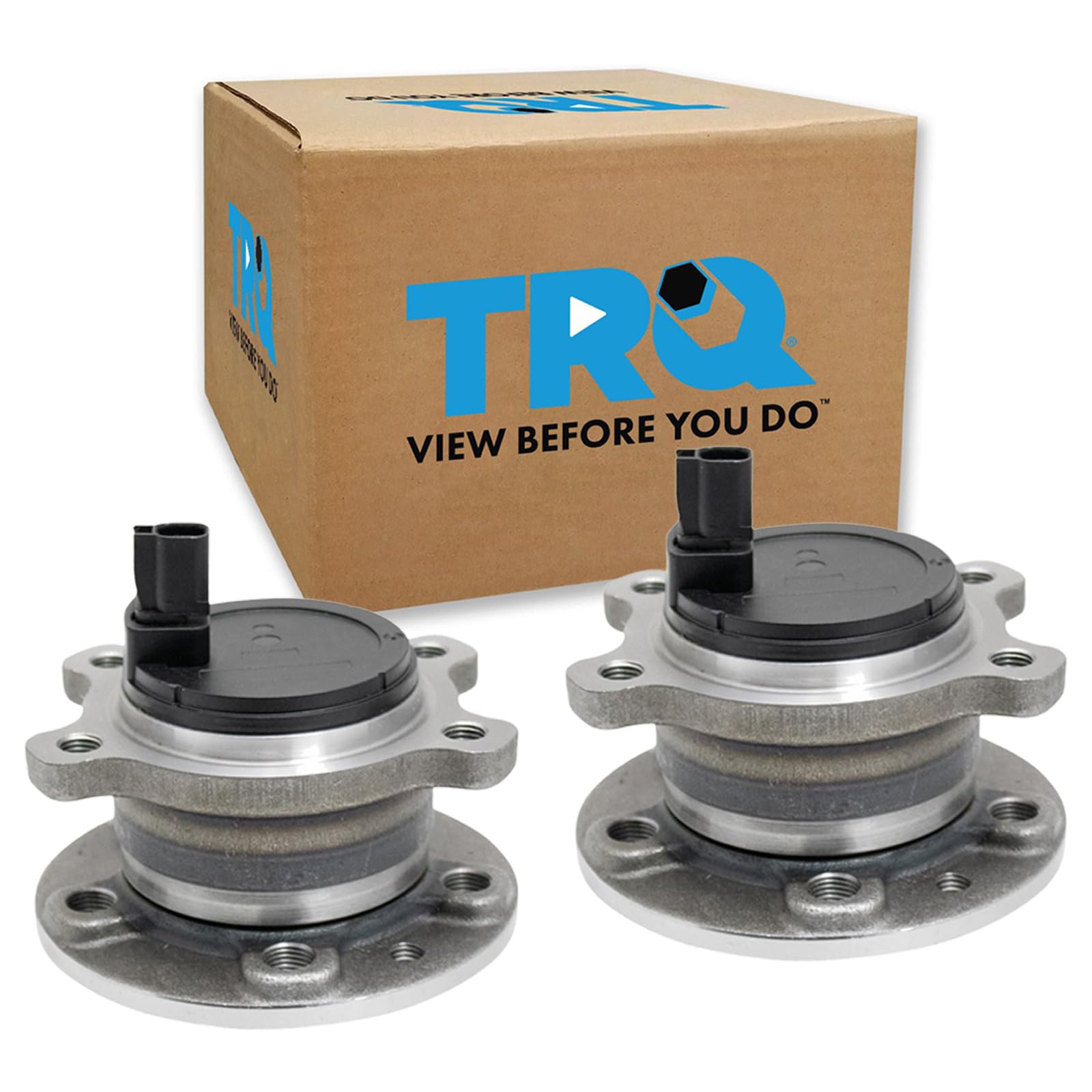 TRQ 2 Piece Rear Wheel Bearing &amp; Hub Assembly Set with ABS Sensor