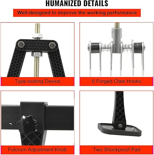 Miniatura 2 de GRAUTOSPOT 33.465 in Car Dent Pull Lever Bar Kit 6 Garra Gancho Extractor Anillos Aluminio Auto Cuerpo US (negro)