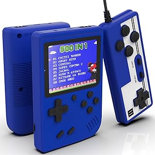 Retro Handheld Game Console for Kids Adults with 500 Classical FC Games 2.8 Inches Screen Portable Video Games with Protective Shell-Handheld Video Games Support for Connecting TV & Two Players, Blue
