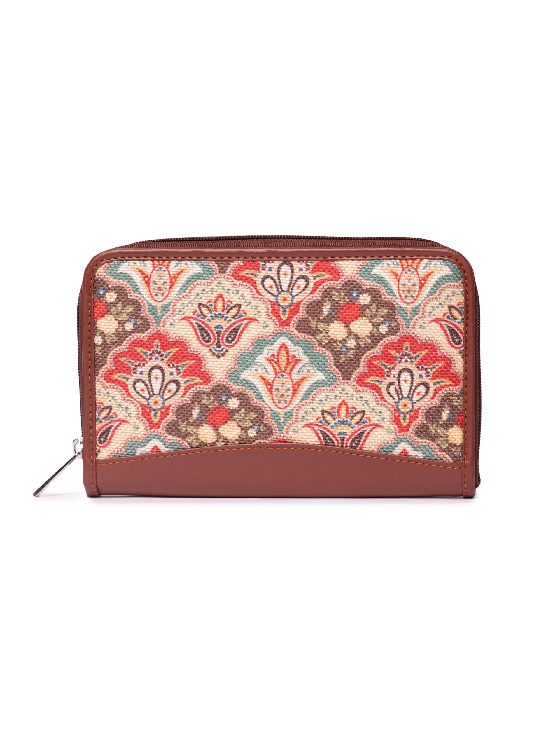ZOUKWomen's Handmade Vegan Leather Wallets and Jute Purse for Ladies - Clutch with Indian Print - Wallets for Mobile Phones
