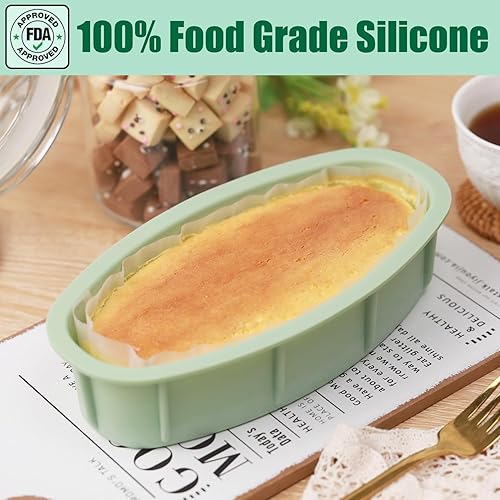 Miniatura 5 de QELEG Sartén ovalada de silicona para pan de plátano (paquete de 2)  Utensilios de silicona antiadherente para hornear pan y carne para horno, olla