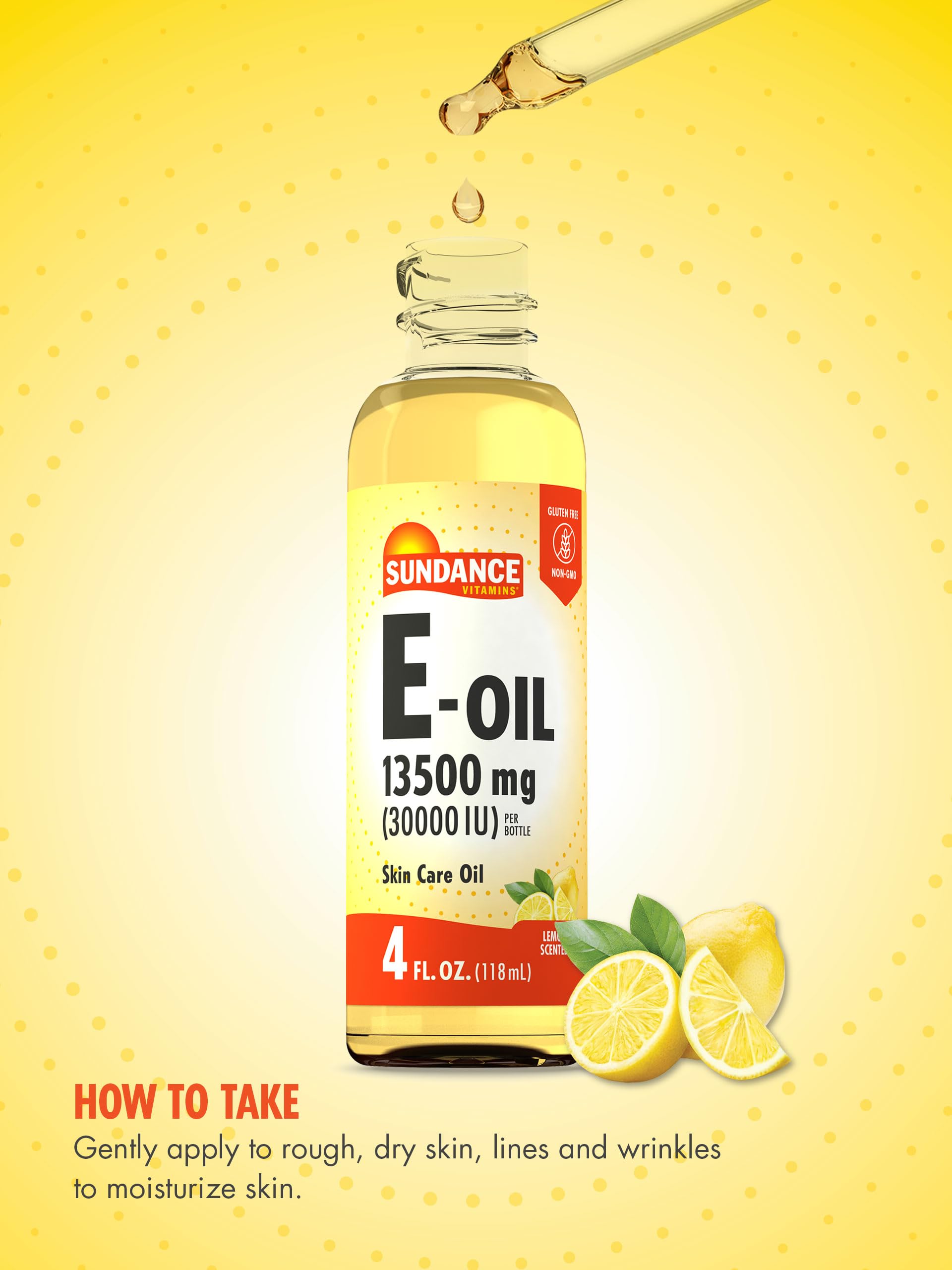 Amazon.com : Sundance Vitamin E-Oil for Skin | 4 Fluid Ounces | Lemon  Scented | Non-GMO and Gluten Free Supplement : Health & Household