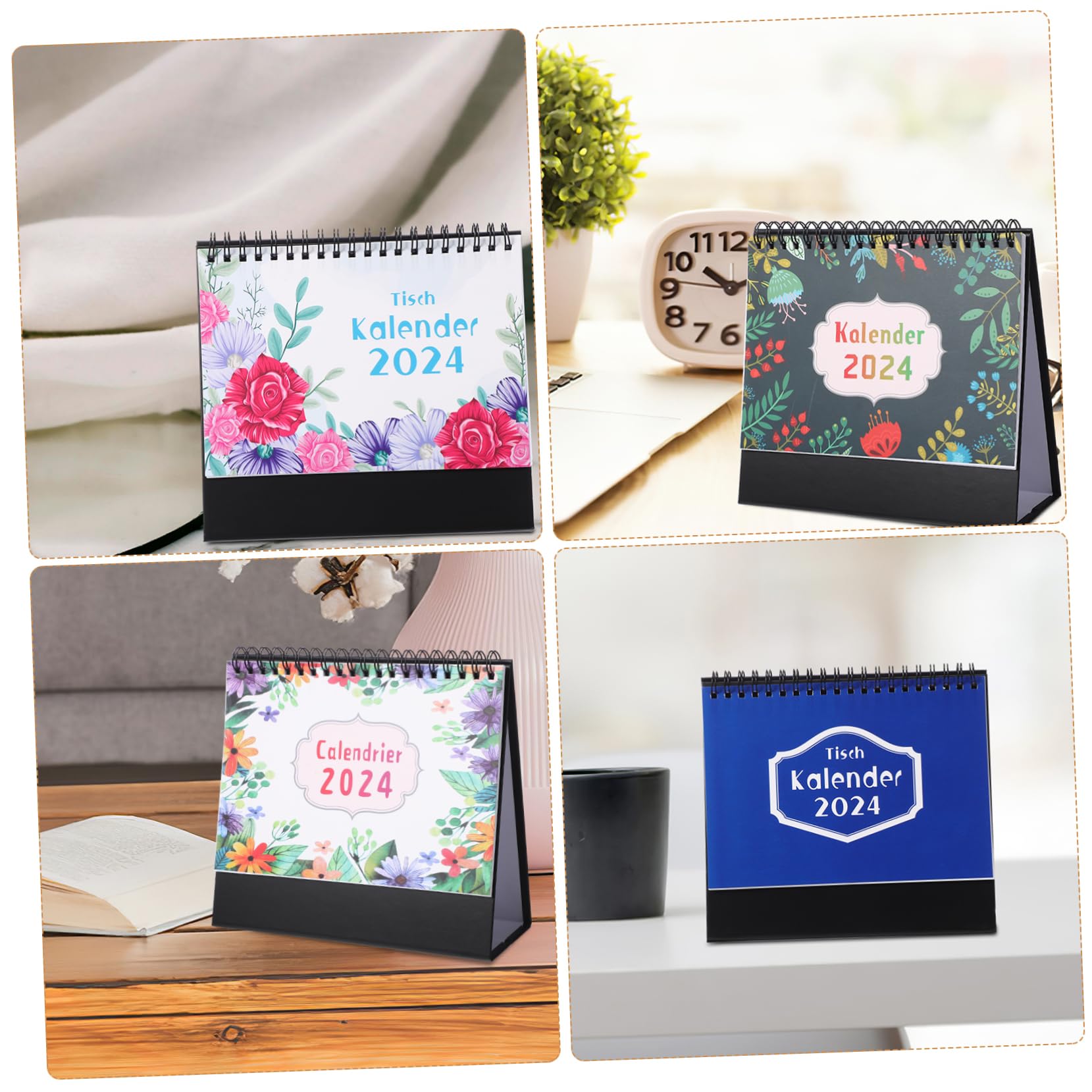 ABOOFAN 4stücke Tischkalender mit Zwei Spiralen Kleiner Standkalender für Büro und Zuhause Deutschsprachig Terminkalender als Hilfsmittel für Organisation