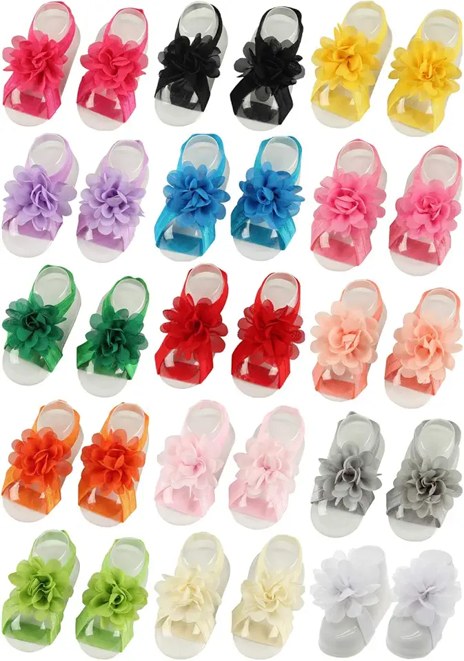 Sandálias Descalços para Bebês Meninas com Flor para Crianças Pequenas