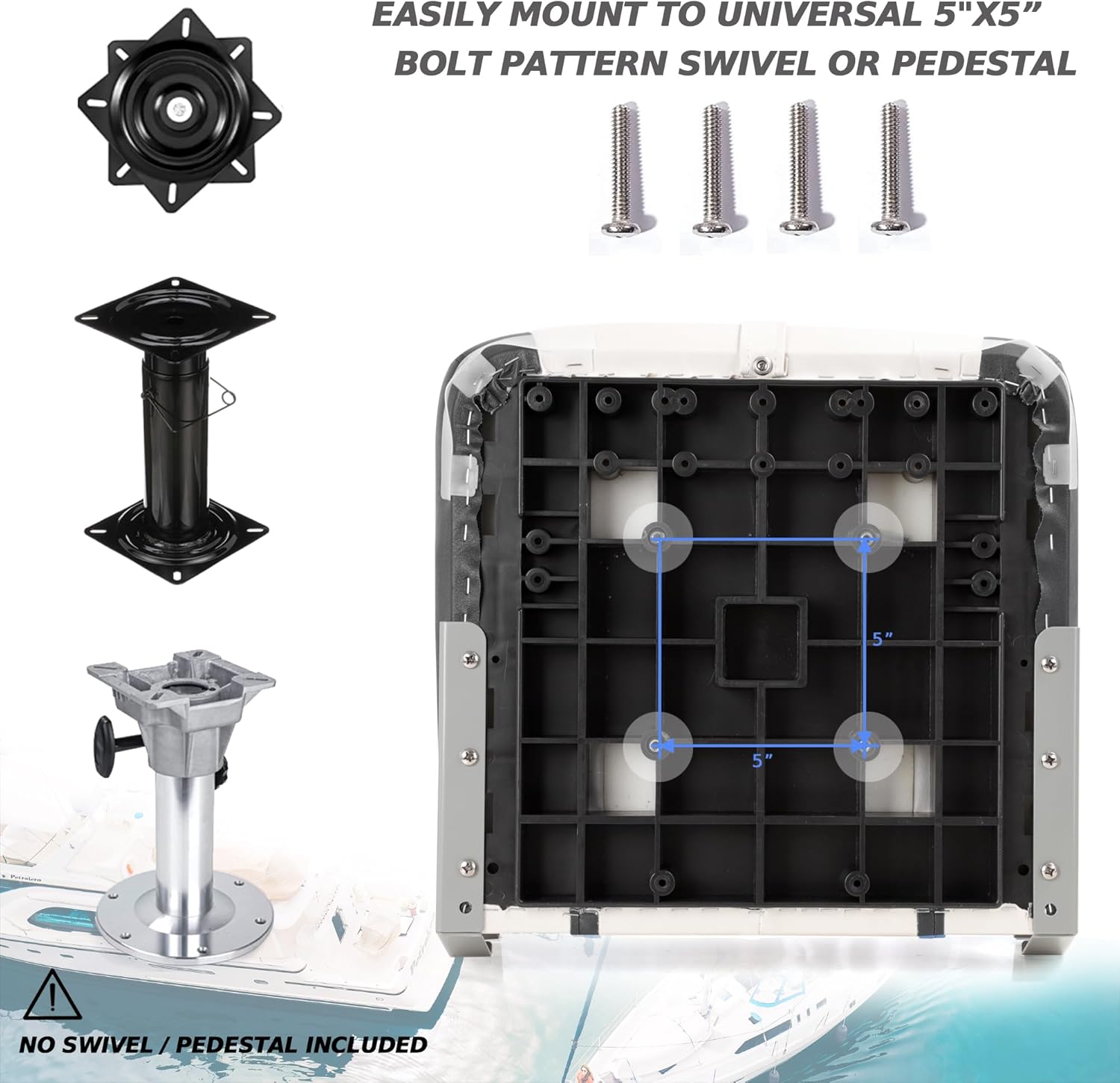 Deluxe Marine High Back Folding Boat Seats 2 Pack, Waterproof Fishing Boat Captain Chairs, 4 Mounting Screws Included