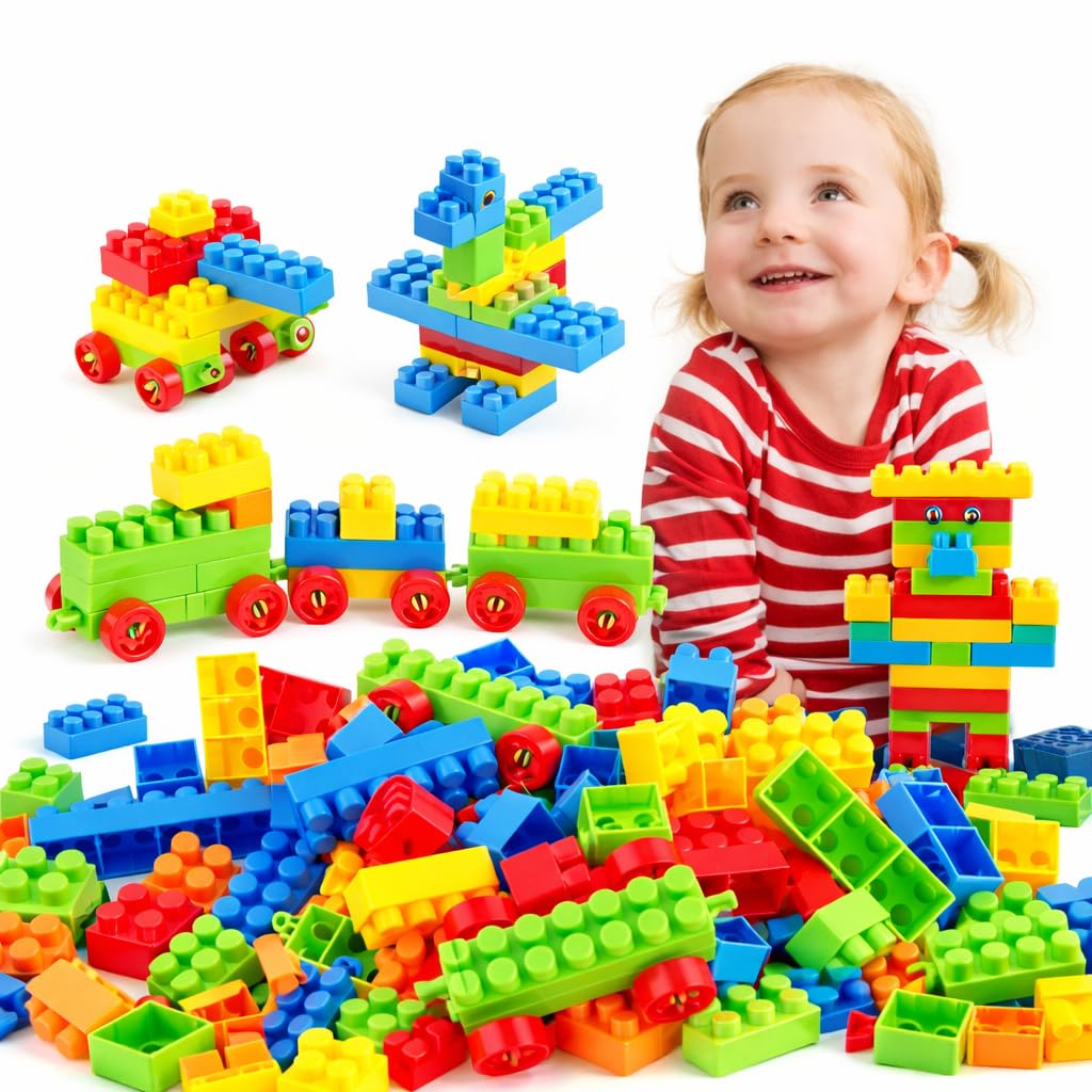 Toyshine 80 Pieces Building Blocks Set for Kids | Colorful Interlocking Blocks with Wheels | Creative Construction & Learning Toy | Safe Educational Blocks for Toddlers & Preschool Kids 2+-image-45