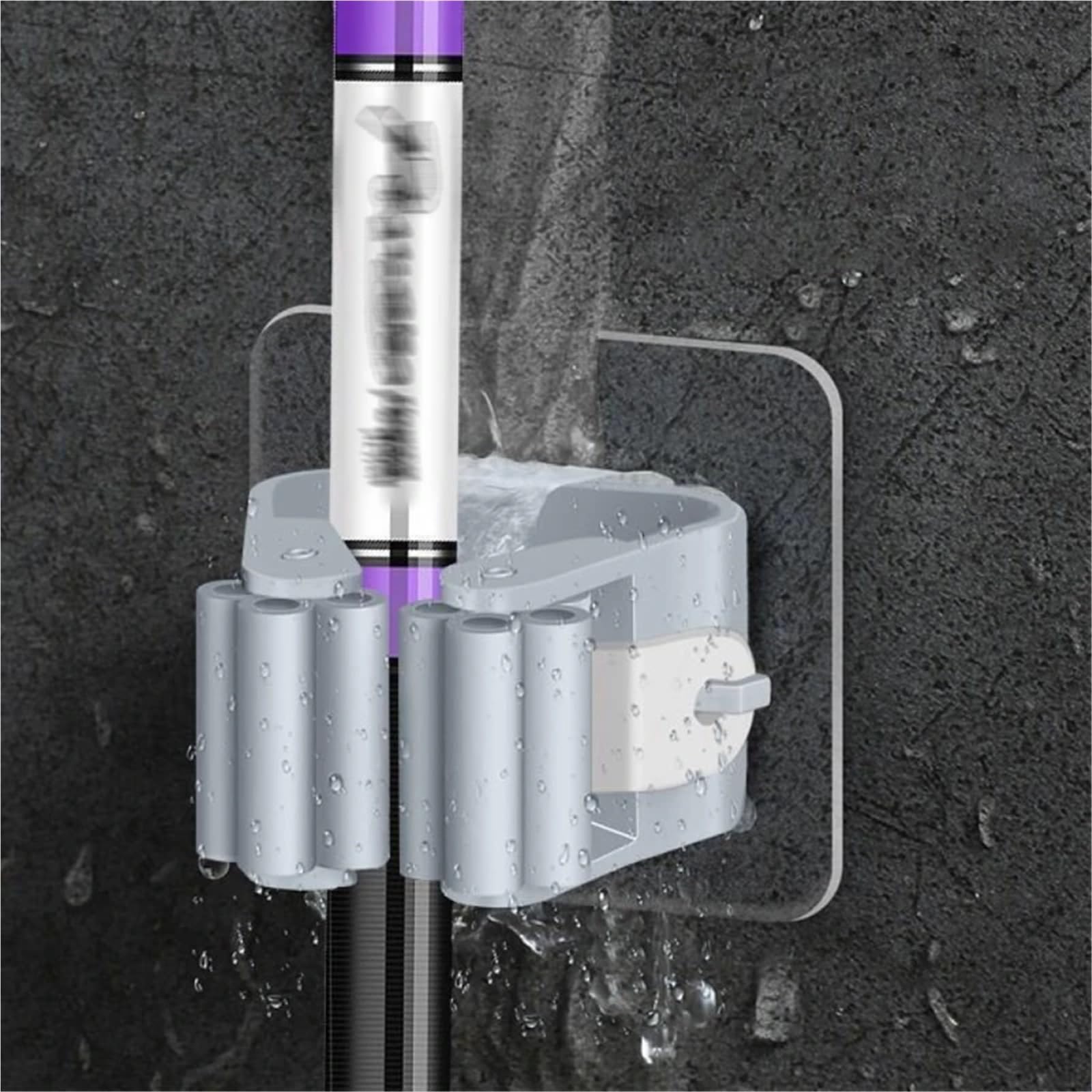 Soporte de pared para escobas, 40 unidades, soporte autoadhesivo para escobas, soporte para fregona, soporte para fregona, organizador de almacenamiento para baño (4 unidades, gris)