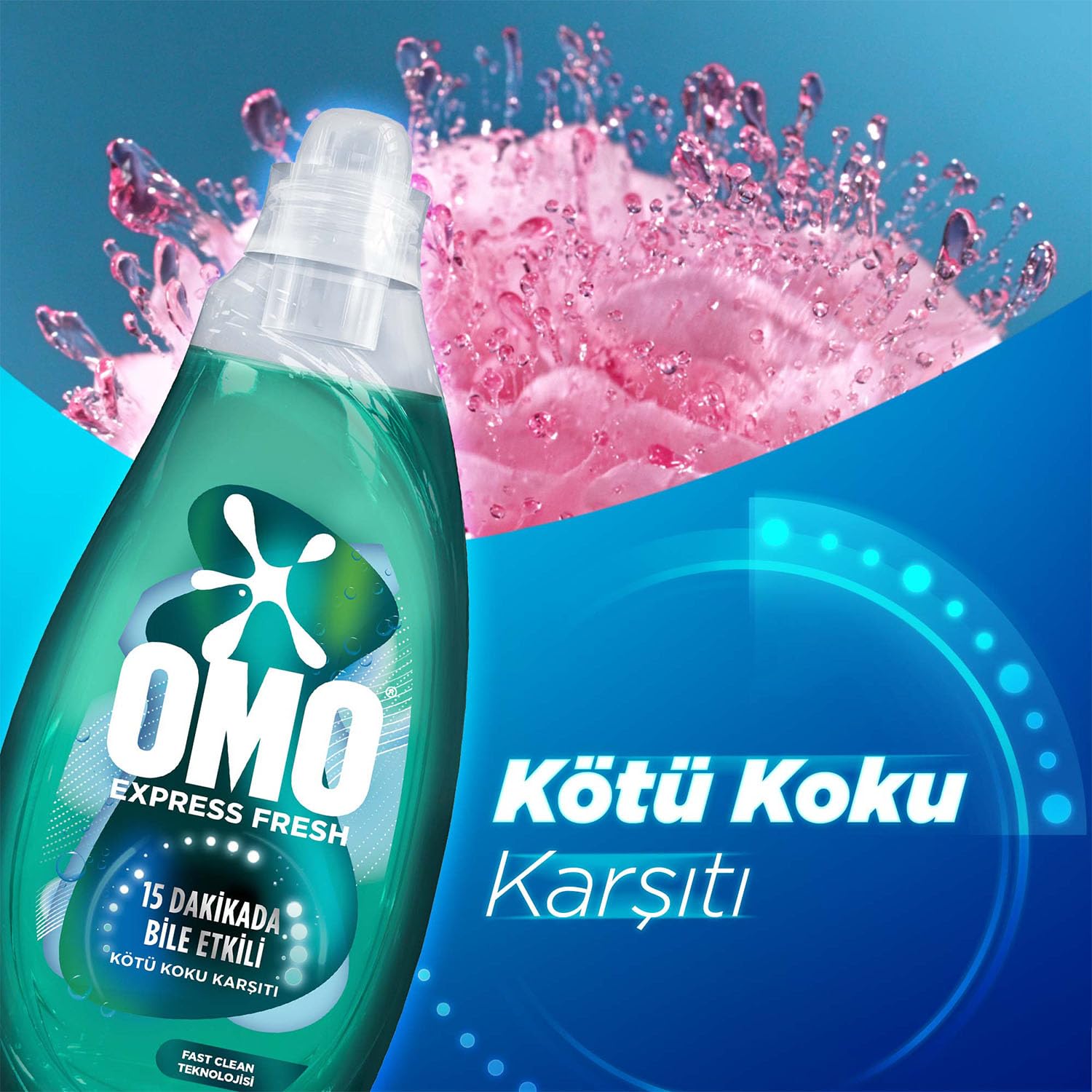 OMO Express Fresh Kötü Koku Karşıtı Beyaz ve Renkliler Sıvı Çamaşır Deterjanı, 1480 ml
