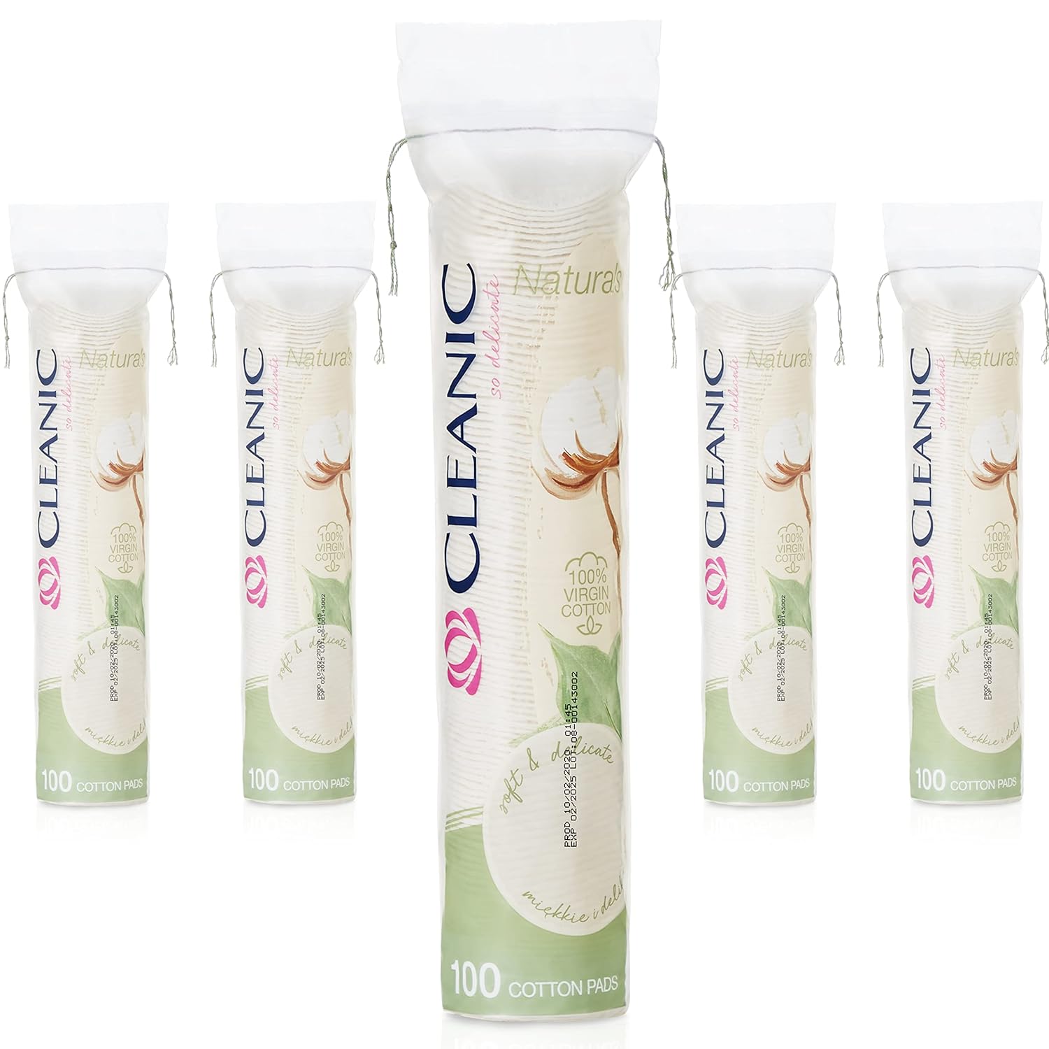 Naturals 500 Ct Virgin Cotton Pads | Makeup Remover Pads | Organic Cotton Discs for Skin Care | Cotton Face Pads Extra Absorbent | Eco Friendly Recyclable Packaging | Vegan Product (5 Pack)