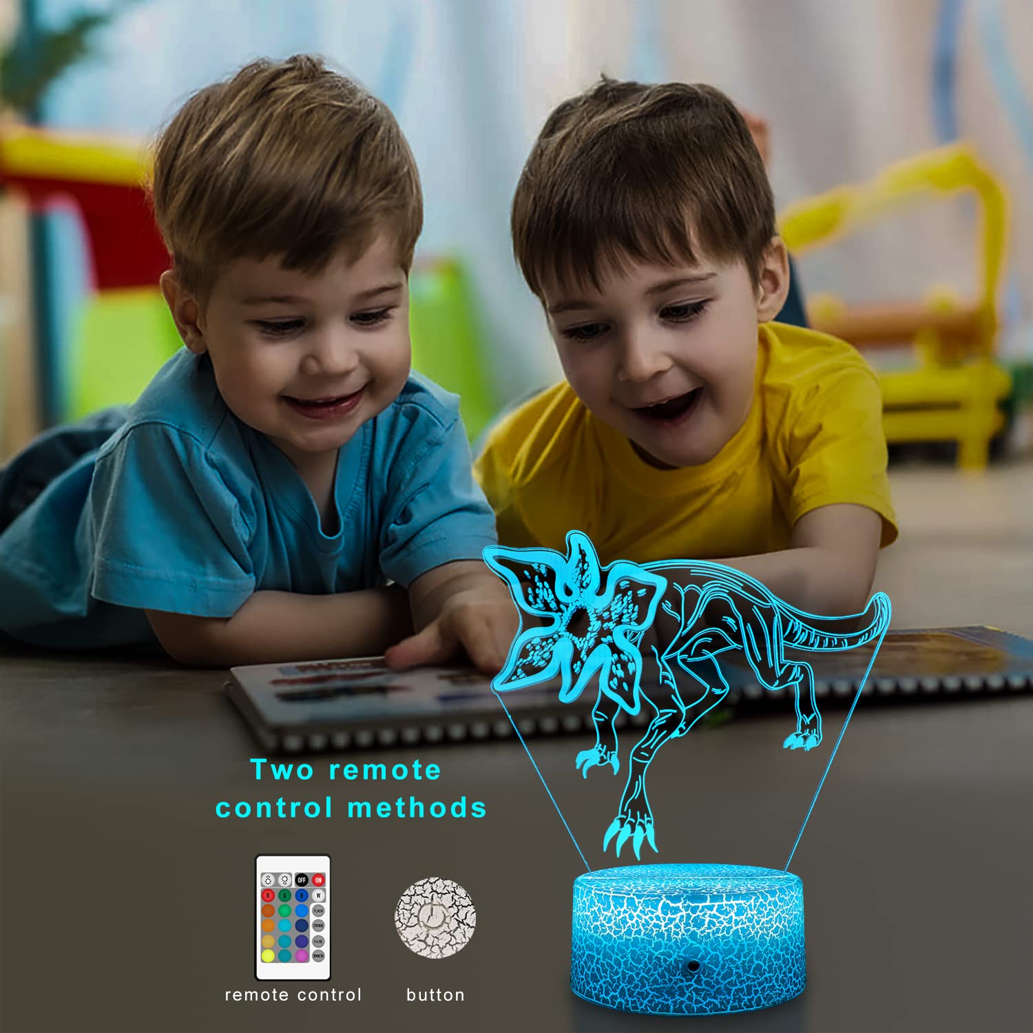 YTDZLTD Ilusión óptica 3D León Luz Nocturna 16 Colores Cambiantes USB Power Control Remoto Interruptor Táctil Decoración Lámpara LED Mesa Escritorio Niños Niños Navidad Navidad Regalo Cumpleaños