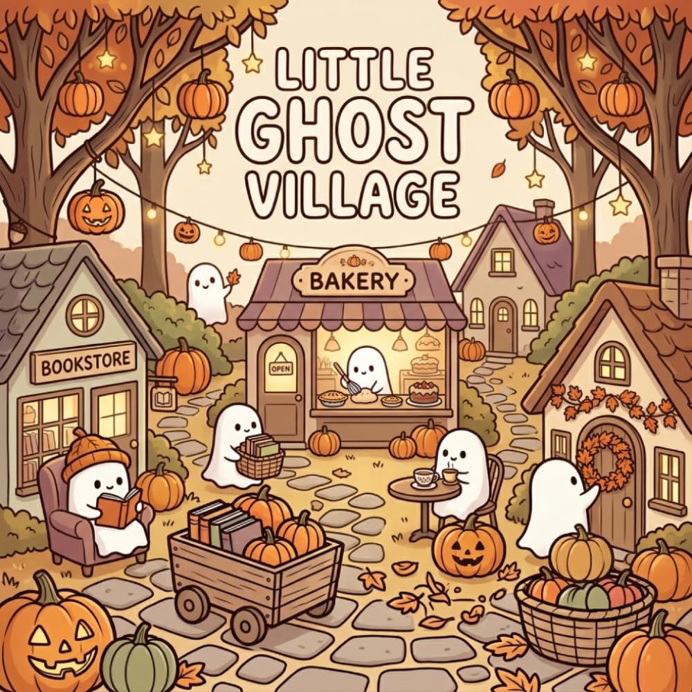 Little Ghost Village: A Cozy Halloween Coloring Book with 30 Adorable Ghost Scenes, Pumpkin Cottages, Tiny Village Adventures & Relaxing Autumn Fun