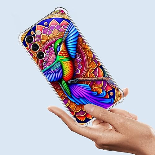 Miniatura 3 de Funda para Galaxy S21 FE 5G, colorido colibrí mandala flor protección contra caídas a prueba de golpes, carcasa protectora de cuerpo completo
