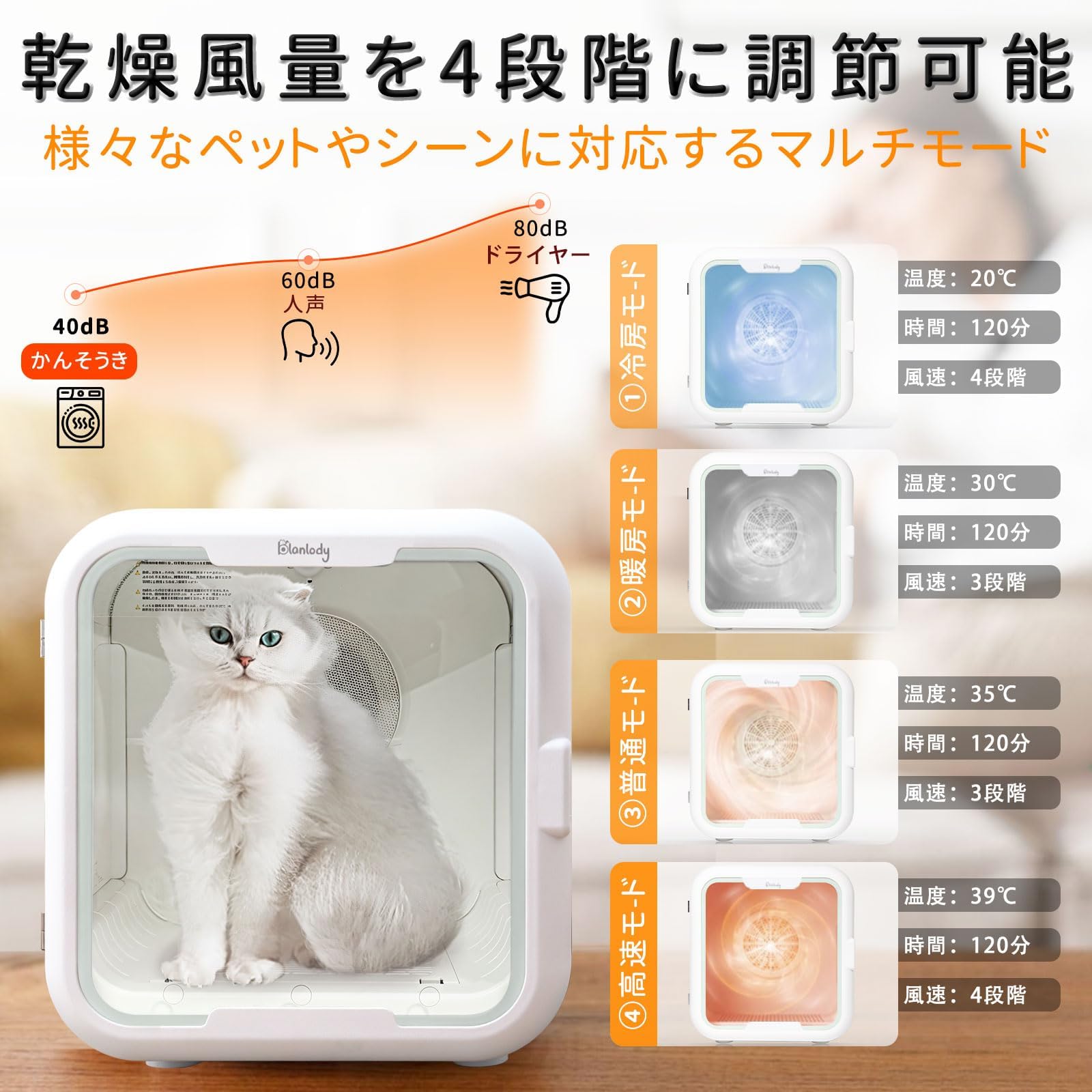 Amazon | Blanlody ペットドライルーム 62L大容量 40dB静音 猫 