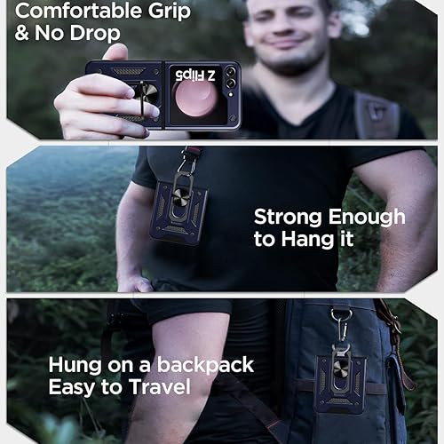 Miniatura 2 de AICase Funda para Samsung Galaxy Z Flip 5 con soporte de anillo, a prueba de golpes, para Galaxy Z Flip 5 5G soporte magnético para automóvil, color