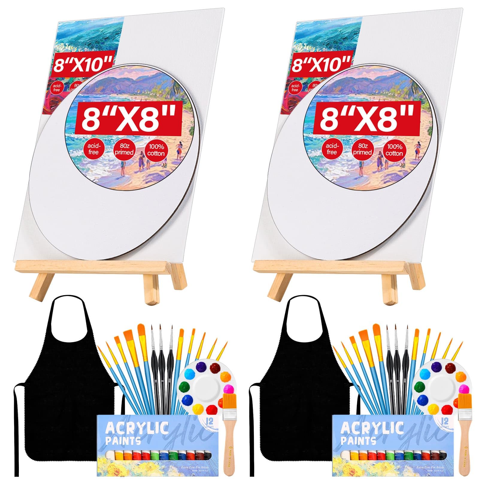 Set peinture acrylique 20,3 x 25,4 cm et chevalet pour cadeau créatif