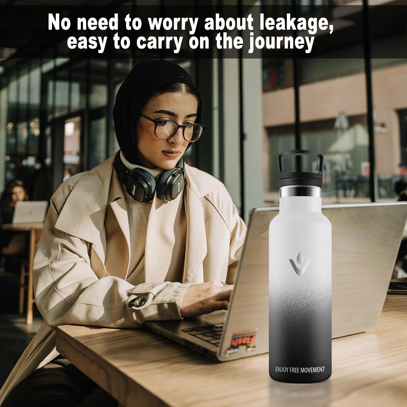 Vikaster Borracce termiche - Borraccia 1l, Borraccia acciaio inox, Borracce Senza Perdite, Borraccia con Cannuccia, Borraccia Termiche Sportiva, Adulto, Scuola, Outdoor