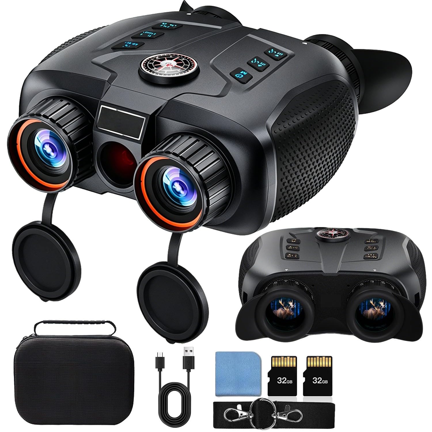 3D VR Binoculares Visión Nocturna con Efecto de Visión 3D Ajuste de Dioptrías de Doble Lente Alcance de Visión de 2297FT Grabación de Vídeo 4K Batería 5000mAh para Adultos Cazar Acampar