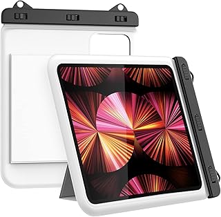 MoKo タブレット防水ケース お風呂ケース 11インチまでのタブレット用 スタンド付き 防水カバー 首掛けひも付き 浴室 プール 水泳 砂浜 海水浴 iPad 第11世代 2025 /Air 11インチ 2025/ iPad 第9/8/7世代 Air 第6/5/4世代 Pro第5/4/3/2/1世代などに対応 White