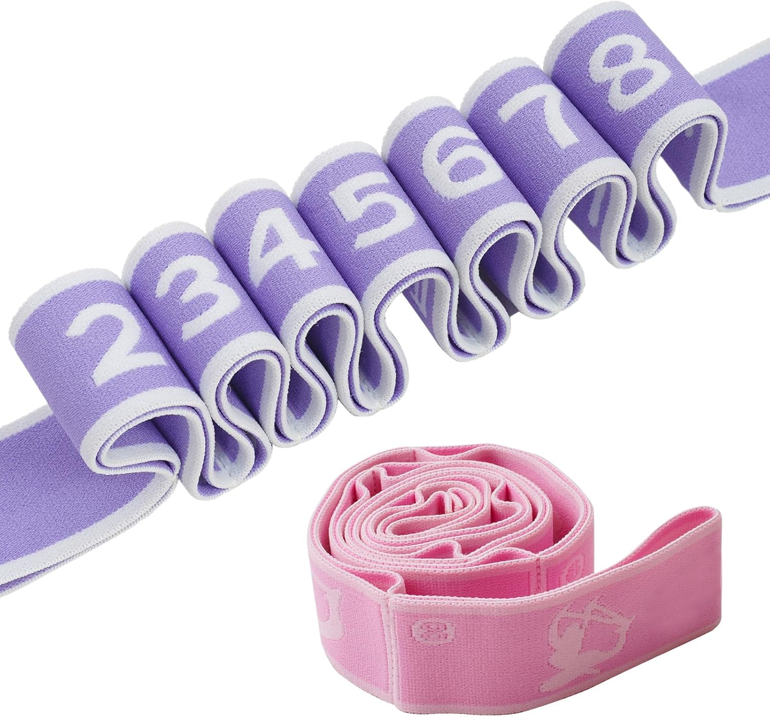 2 PCS Kids Stretching Strap - 8-Loop Adjustable Stretch Bands for Dance, Ballet, Yoga, Gymnastics Workout, Children‘s Fitness Equipment, Stretching Resistance Bands and Home Flexibility Training