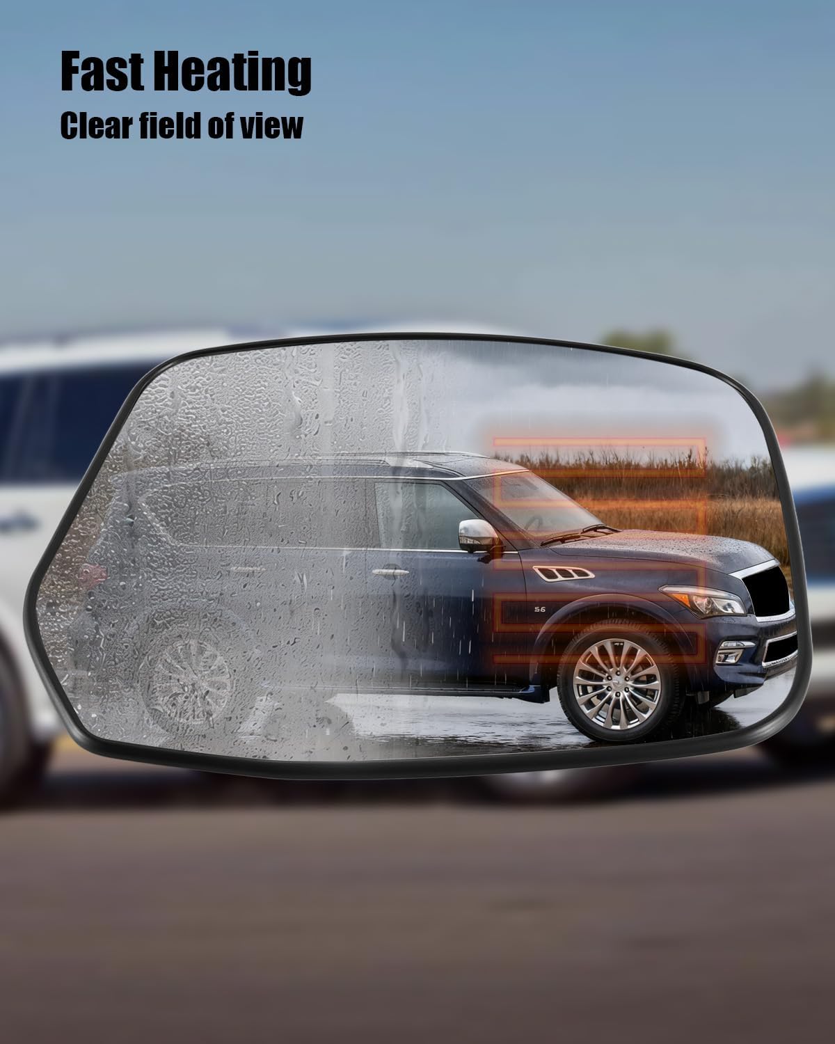 Right Passenger Side Mirror Glass Fit for Infiniti QX56 2011-2013 Infiniti QX80 2014-2022, with Power Heated