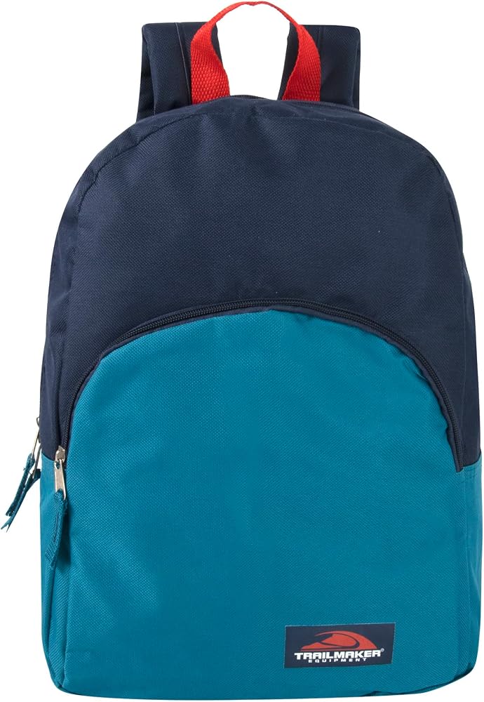 Color Block Backpacks for School Boys and Girls, 15 Inch Two Tone Backpack for Classroom, Work, Travel for Kids and Adults