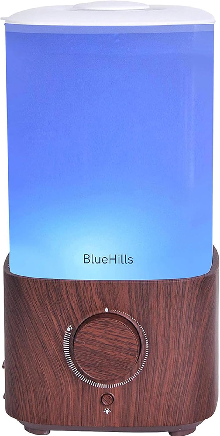 BlueHills Premium 2300 ML XL Large Essential Oil Diffuser Humidifier Combo for Large Room Home Huge Coverage Area 2 Liter Capacity Huge Diffuser with Décor LED Lights Square Dark Wood Grain – L003
