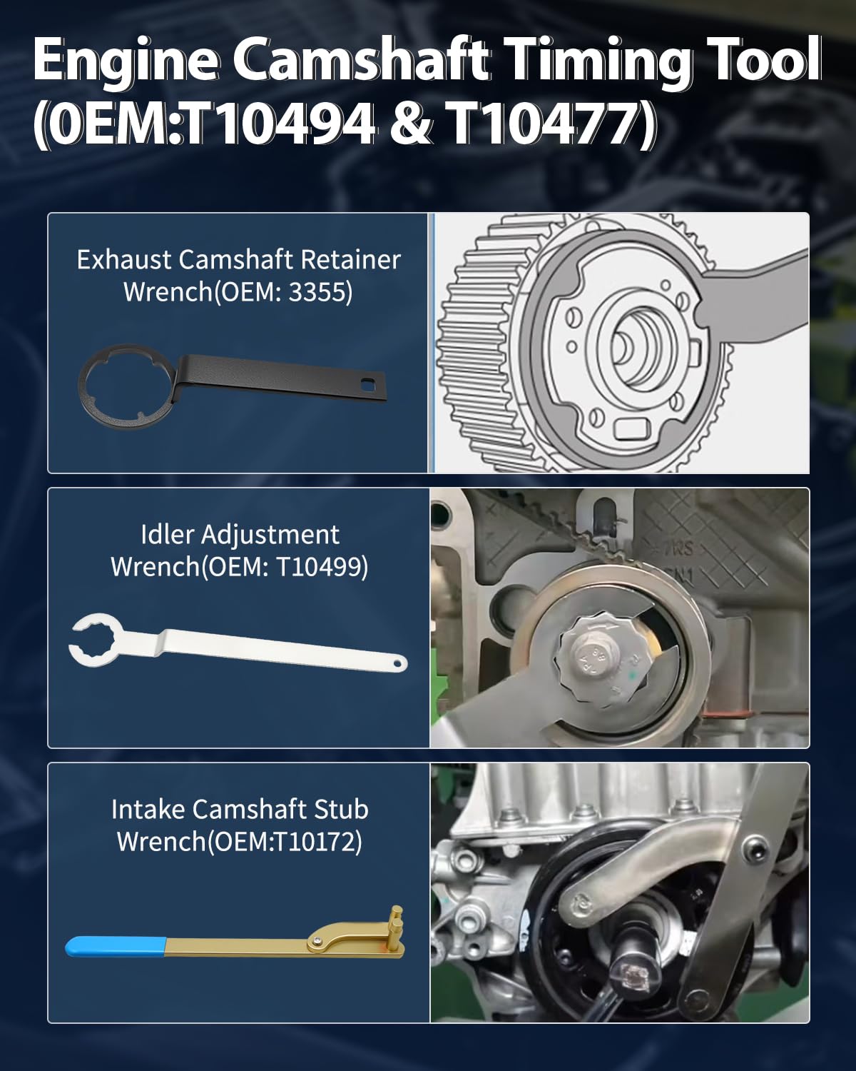Juego de herramientas de ajuste del motor, cadena de distribución, para motores VAG EA211 1.0, 1.2, 1.4, 1.6L FSI TSI TSI TFSI, compatible con VW Audi A3, Golf VII, Jetta, Skoda Octavia, Seat