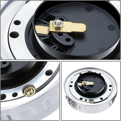 Miniatura 5 de J2 Engineering J2-QR-ZTL-9070-SL Kit de adaptador de cubo de volante de liberación rápida de bloqueo giratorio de perfil bajo de aluminio, patrón de