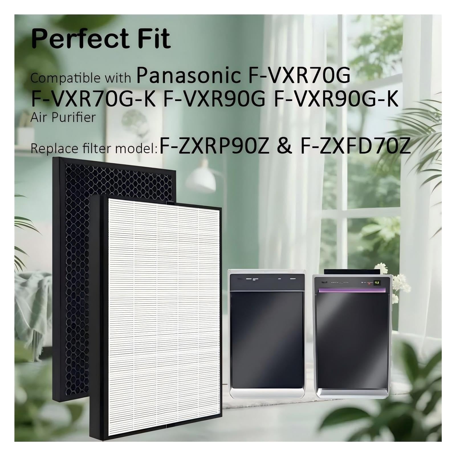 F-ZXRP90Z F-ZXFD70Z Filtro HEPA Y De Carbón De Repuesto | Compatible con purificador de aire Panasonic F-VXR70G F-VXR90G F-VXR70G-K F-VXR90G-K