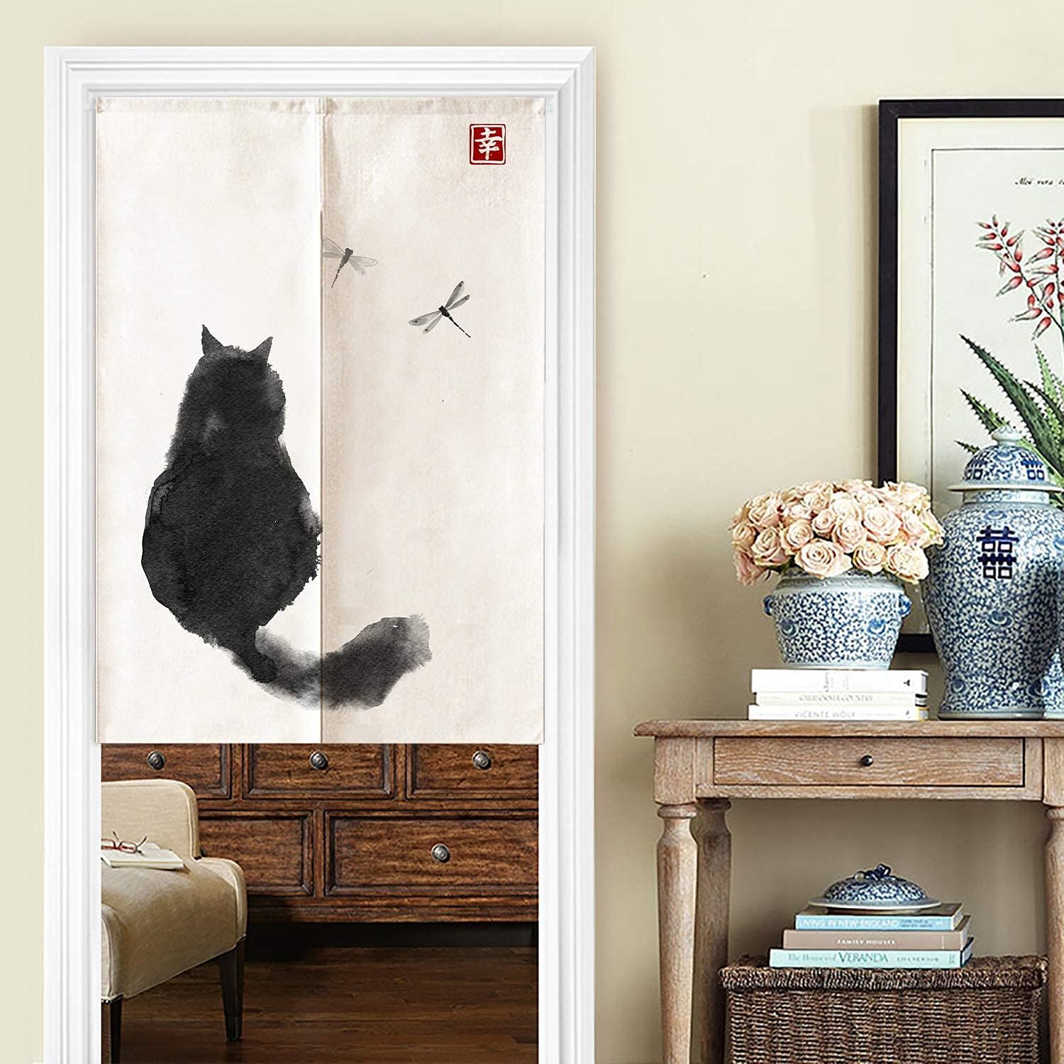 Buy Ofat Home Design Japanese Ink Cat Black And White Noren Doorway Curtain Polyester Blend 33 5x 59 Door Curtain For Kitchen Tapestry For Wall Hanging Decoration Online In Turkey B083j18l7y