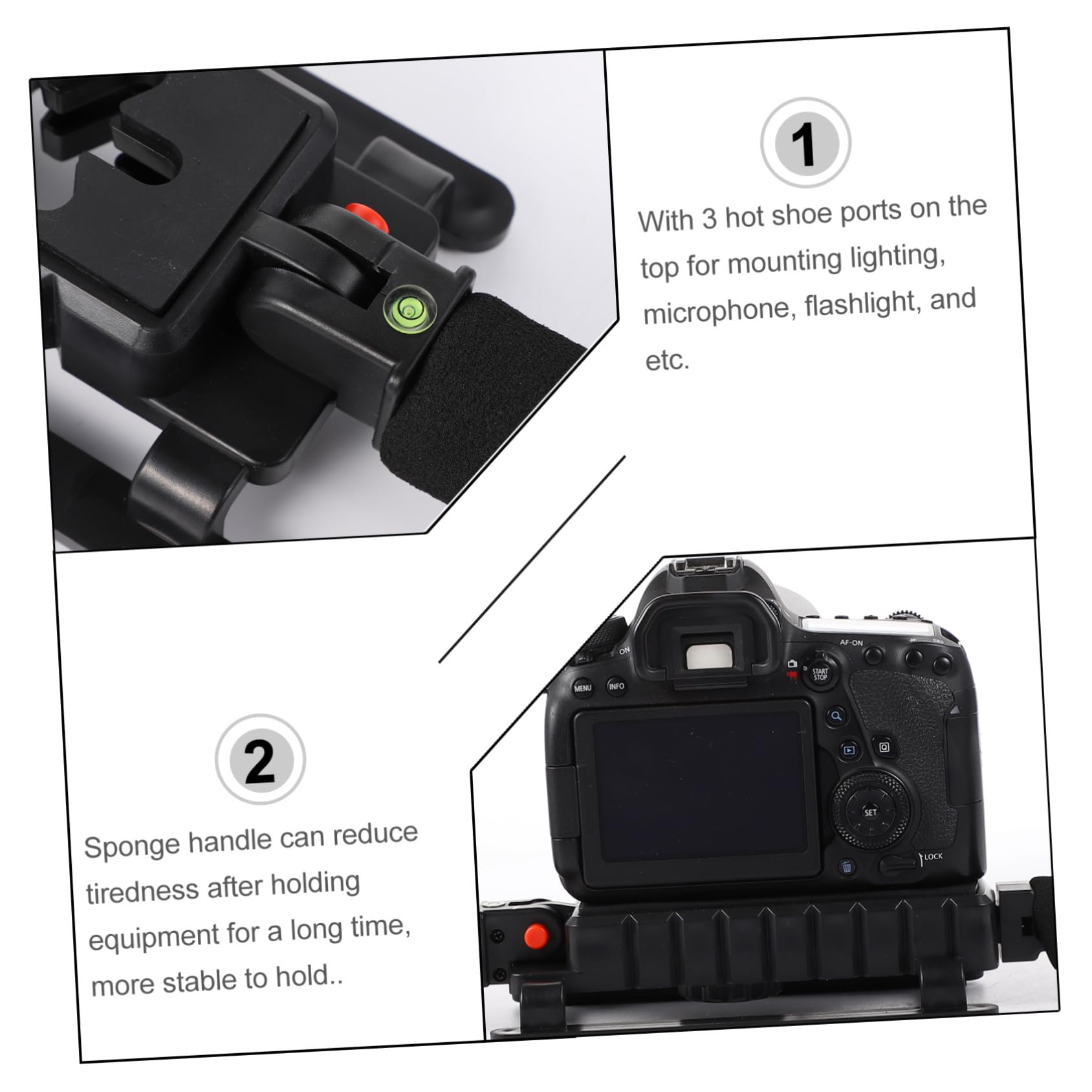 IMIKEYA Stabilizzatore per fotocamera DSLR Portatile Manico Antiscivolo e Foro a Vite 1/4 Supporto per Telefono e Videocamera Compatibile Fotocamere Sportive e Registrazione Professionale