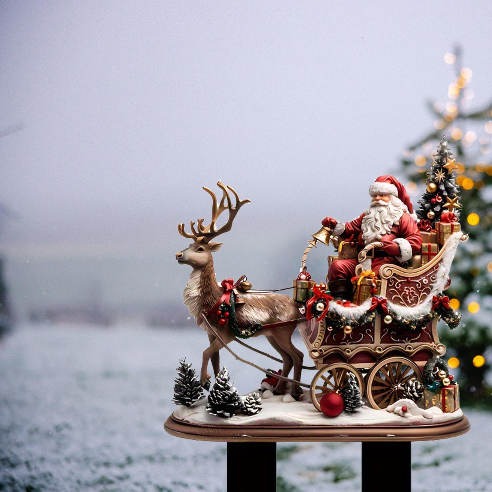 Santa Claus and Reindeer Ornament Stake Gift Xmas Decor for Party Favor Yard|Home Decoration Items for Living Room Durable Home Garden Tool Kit for Soil Cultivator-image-38