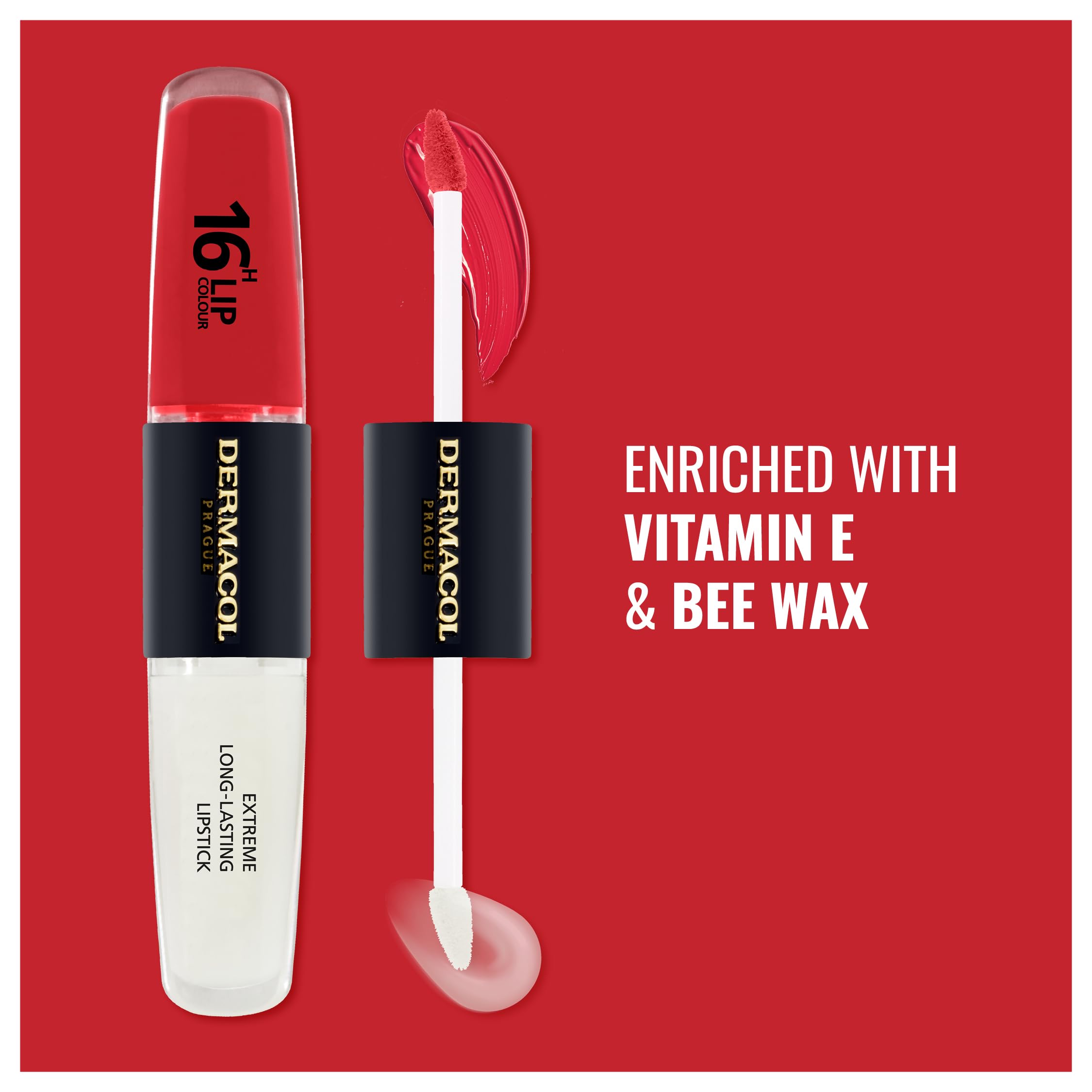 NEW Dermacol, 16-Hour Lip Colour, Highly Pigmented Glossy Lip Stain, Two-Phase Lip Plumper Gloss - Image 3