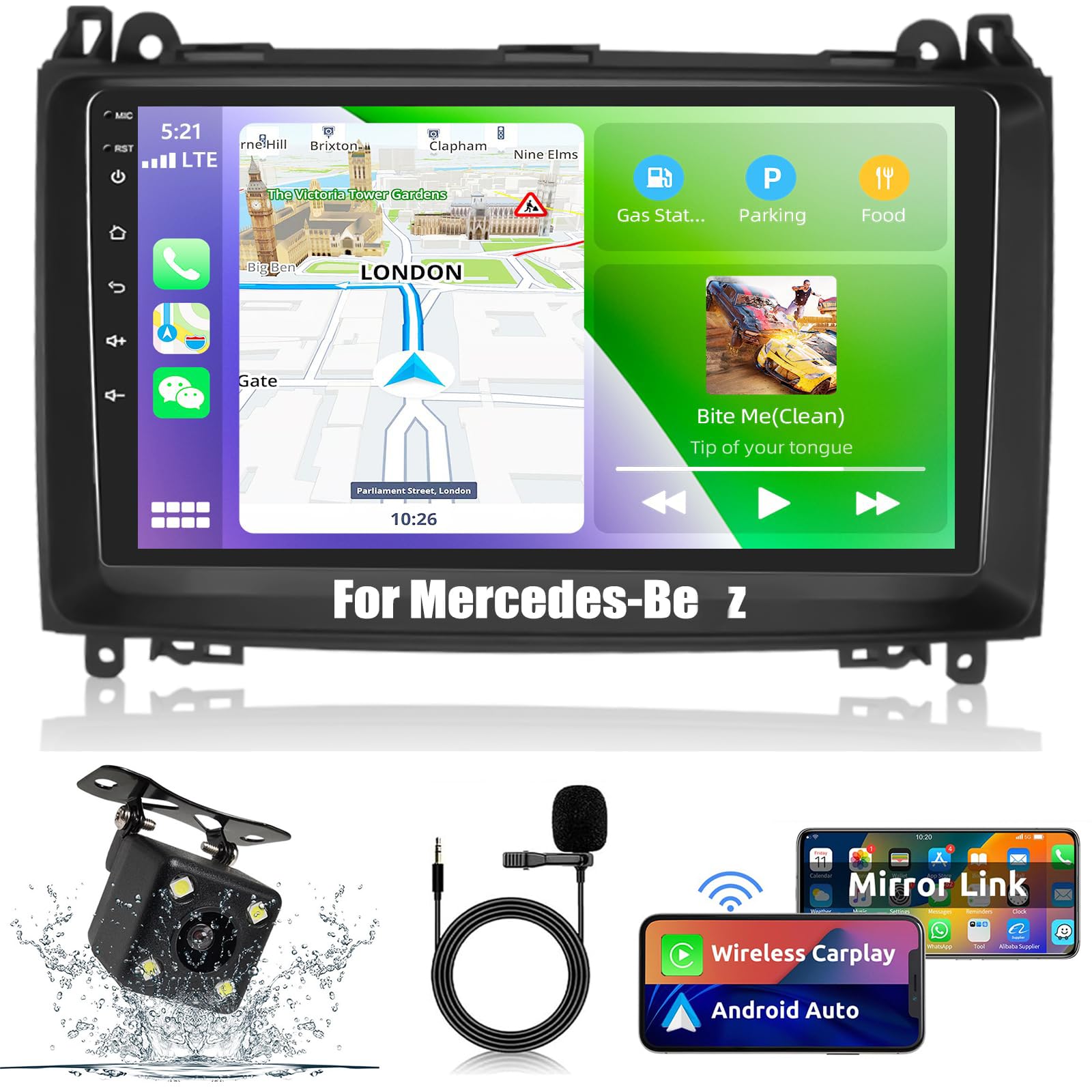 Radio coche Android 13 con cámara trasera para solucionar problemas de parking en Mercedes 8