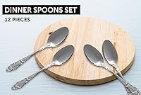 Vista 3 de DecorRack 12 cucharas de cena, cucharas de acero inoxidable de grado alimenticio, 7.5 pulgadas, cubiertos para el hogar, restaurante, lavavajillas